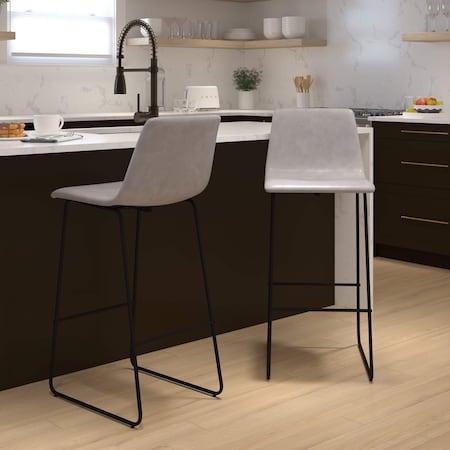 Flash Furniture 30 inch LeatherSoft Bar Height Barstools in Light Gray, PK2 2-ET-ER18345-30-LG-GG